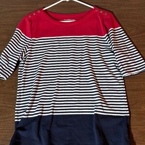 Croft & Barrow Red and Navy Striped Top